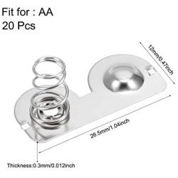 uxcell 20Pcs AA Battery Positive to Negative Conversion Spring Contact Nickeling Plate 26.5mm x 12mm