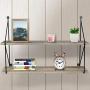 Sorbus Floating Shelf with Metal Brackets — Wall Mounted Rustic Wood Wall Storage, Decorative Hanging Display for Trophy, Photo Frames, Collectibles, and Much More (2-Tier – Grey)