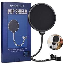 Pop Filter, Mic Pop Filter Windscreen,Swivel with Double Layer Sound Shield Guard Windscreen for Mic, With Flexible 360° Gooseneck and Metal Stabilizing