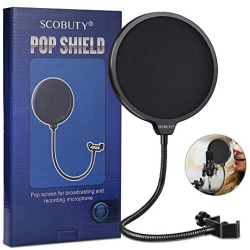 Pop Filter, Mic Pop Filter Windscreen,Swivel with Double Layer Sound Shield Guard Windscreen for Mic, With Flexible 360° Gooseneck and Metal Stabilizing Pop Filter, Mic Pop Filter Windscreen,Swivel with Double Layer Sound Shield Guard Windscreen for Mic, With Flexible 360° Gooseneck and Metal Stabilizing