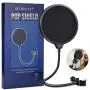 Pop Filter, Mic Pop Filter Windscreen,Swivel with Double Layer Sound Shield Guard Windscreen for Mic, With Flexible 360° Gooseneck and Metal Stabilizing