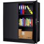 INTERGREAT Locking Metal Storage Cabinet with Doors, Lockable Steel Storage Cabinet with Lock and Shelves, Heavy Duty Metal Cabinet for Office, Garage, Home, Shop, Basement (Black)