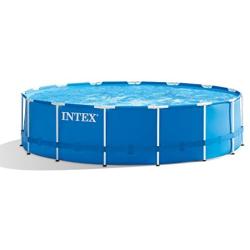 Intex 15ft x 48in Metal Frame Pool Set with Filter Pump, Ladder, Ground Cloth & Pool Cover