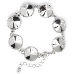 Swarovski - Create Your Style Metal Silver Bracelet Rivoli Base 3 packages of 1 Piece (3 Total Crystals)