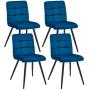 Duhome Upholstered Velvet Dining Chairs Reception Chairs, Tufted Accent Living Room Chairs with Metal Legs for Living Room/Kitchen/Vanity Set of 4 Blue