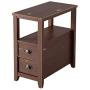 Giantex End Table W/ 2 Drawers and Shelf Space-Saving Rectangular Bedside Table with Metal Handle, Retro Side Table for Living Room Bedroom Home Furniture Side Table (2, Brown)