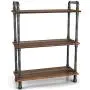 Barnyard Designs Furniture 3-Tier Etagere Bookcase, Solid Pine Open Wood Shelves, Rustic Modern Industrial Metal and Wood Style Bookshelf, Brown, 38.5'' x 29.5''x 11.75''