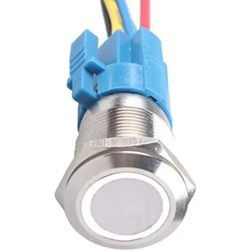 ESUPPORT 16mm 12V 3A Car White Light Angel Eye Metal Push Button Switch Socket ESUPPORT 16mm 12V 3A Car White Light Angel Eye Metal Push Button Switch Socket