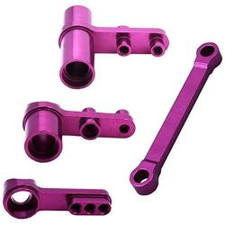 ZYCST Aluminum Metal Servo Saver Complete Set Upgrade Parts for HSP 1:10 RC Model Car 02025 02075 Steering Combination Kit(Purple)