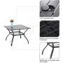 PHI VILLA 5 PCS Patio Dining Set, Outdoor Dining Table & Chair Set, 4 Swivel Chairs Padded Sling Fabric and 1 37''x 37'' Metal Steel Dining Table with Umbrella Hole, for Outdoor Kitchen Deck Garden Lawn