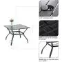 PHI VILLA 5 PCS Patio Dining Set, Outdoor Dining Table & Chair Set, 4 Swivel Chairs Padded Sling Fabric and 1 37''x 37'' Metal Steel Dining Table with Umbrella Hole, for Outdoor Kitchen Deck Garden Lawn