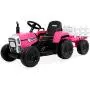 Kidzone 12V 7AH EVA Treaded Tires Kids Battery Powered Electric Tractor with Trailer Toddler Ride On Ground Loader Twin Moto w/ 2 Speeds 7-LED Lights USB & Bluetooth Audio, Pink Kidzone 12V 7AH EVA Treaded Tires Kids Battery Powered Electric Tractor with Trailer Toddler Ride On Ground Loader Twin Moto w/ 2 Speeds 7-LED Lights USB & Bluetooth Audio, Pink