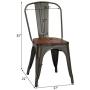 COSTWAY 18 Inch Dining Chair Set of 4, Industrial Vintage Stackable Metal Chairs, Counter Bar Chairs with High Backrest, Wood Seat, for Home, Kitchen and Cafe Bar Use