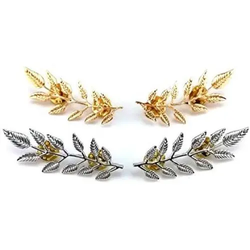 yueton?2 Pairs Metal Golden and Silver Leaves Brooch Suit Shirt Collar Decoration Parts yueton?2 Pairs Metal Golden and Silver Leaves Brooch Suit Shirt Collar Decoration Parts
