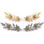 yueton?2 Pairs Metal Golden and Silver Leaves Brooch Suit Shirt Collar Decoration Parts