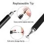 MEKO(TM) (2 Pcs)[2 in 1 Precision Series] Disc Stylus/Styli Bundle with 4 Replaceable Disc Tips, 2 Replaceable Fiber Tips for All Touch Screen Devices - (Black/Blue)