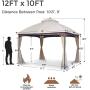 AsterOutdoor 10x12 Outdoor Gazebo for Patios Canopy for Shade and Rain with Mosquito Netting, Waterproof Soft Top Metal Frame Gazebo for Lawn, Garden, Backyard and Deck, 99% UV Rays Block (Beige)