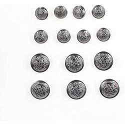 14 Pieces Antique Metal Button for Blazer, Buttons Set for Suits, Sport Coat, Uniform, Jackets (Antique Silver) Leekayer