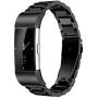 Fitbit Charge 2 Wrist Band,Shangpule Stainless Steel Metal Replacement Smart Watch Band Bracelet with Double Button Folding Clasp for Fitbit Charge 2 (Black)