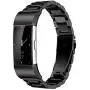 Fitbit Charge 2 Wrist Band,Shangpule Stainless Steel Metal Replacement Smart Watch Band Bracelet with Double Button Folding Clasp for Fitbit Charge 2 (Black)