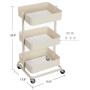 SONGMICS 3-Tier Metal Rolling Cart, Utility Cart, Kitchen Cart with Adjustable Shelves, Storage Trolley with 2 Brakes, Easy Assembly, for Kitchen, Office, Bathroom, Beige UBSC60WT