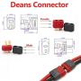 Deans Connector | Deans Plug | T Connector, Upgrade Version, 15 Female + 15 Males (15pair)