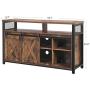VASAGLE TV Stand for 55-inch TVs with Sliding Barn Doors, Entertainment Center and Media Console, TV Cabinet with Adjustable Storage Shelves, Industrial, Rustic Brown and Black ULTV46BX
