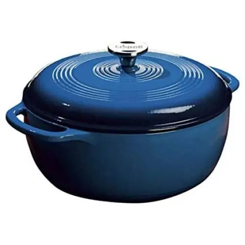Lodge 6 Quart Enameled Cast Iron Dutch Oven. Blue Enamel Dutch Oven (Blue)