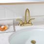 PARLOS Two-Handle Bathroom Sink Faucet with Metal Drain Assembly and Supply Hose Lead-Free cUPC Mixer Double Handle Tap Laundry Utility Faucet Brushed Gold, 1359108