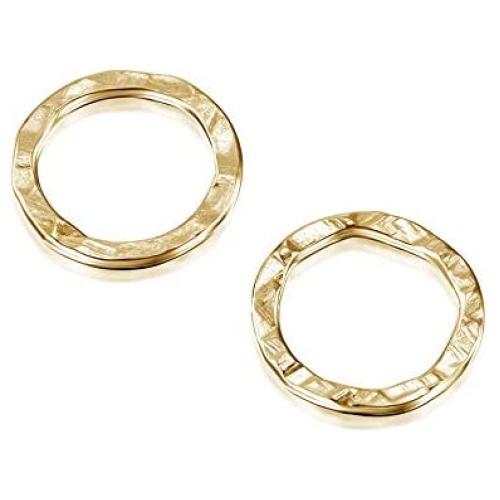 Hand Hammered 14k Gold-Filled 7 mm Hoops Rings or Loops Jewelry Findings for Your DIY Earrings Necklaces & Bracelets Creations, 6 Pcs