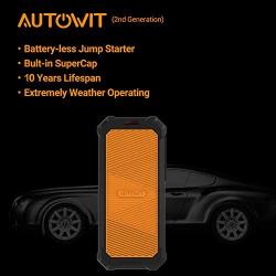 autowit SuperCap 2 12-Volt Battery-Less Portable Jump Starter (Up to 7.0L Gas, 4.0L Diesel Engine) Built-in SuperCap, No Need of Regular Charge, 10 Years Lifespan, Extremely Weather Operating