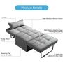 Vonanda Sofa Bed, Convertible Chair 4 in 1 Multi-Function Folding Ottoman Modern Breathable Linen Guest Bed with Adjustable Sleeper for Small Room Apartment, Dark Gray