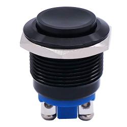 Twidec / 19mm Waterproof Black Metal Shell Momentary Raised Top Push Button Switch 3A/12~250V SPST 1NO Start Button for car Modification Switch（Quality Assurance for 1 Years） M-19-BK-G