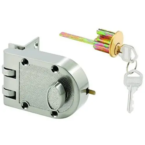 Defender Security U 10817 Deadlock – Jimmy-Resistant Design Prohibits Forced Entry by Spreading of Door Frames – Single Cylinder Diecast Metal Lock With a Satin Nickel Finish and Angle Strike Defender Security U 10817 Deadlock – Jimmy-Resistant Design Prohibits Forced Entry by Spreading of Door Frames – Single Cylinder Diecast Metal Lock With a Satin Nickel Finish and Angle Strike