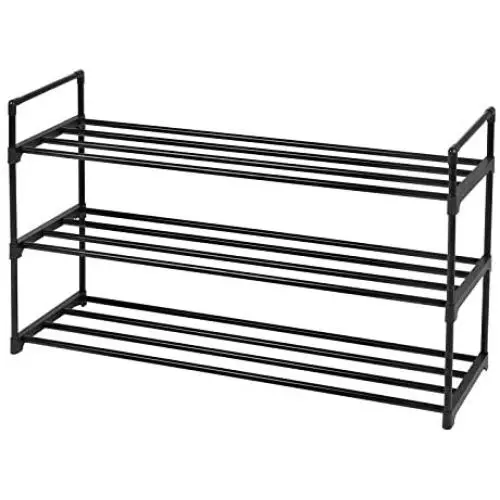 SONGMICS Shoe Rack, 3-Tier Shoe Storage Organizer, Metal Shoe Shelf, 12 to 15 Pairs Shoes, Stackable Shoe Tower for Living Room, Entryway, Hallway, Closet, Black ULSA13BK SONGMICS Shoe Rack, 3-Tier Shoe Storage Organizer, Metal Shoe Shelf, 12 to 15 Pairs Shoes, Stackable Shoe Tower for Living Room, Entryway, Hallway, Closet, Black ULSA13BK
