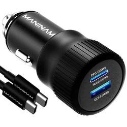 MANINAM Metal Adaptive USB C Car Charger for Samsung S21 S20 Ultra Note 20 10 Plus Super Fast Charging 2.0 [73W Turbo] Pro 55W PPS Charger Adapter for iPhone 12 11 MacBook Laptops Any USB C Devices