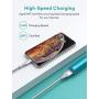 Lightning Cable 3ft Xcentz, MFi Certified iPhone Charger, Braided Nylon Fast Charging iPhone Cable with Premium Metal Connector for iPhone 11/11 Pro/X/XS/XR/XS Max/8, iPad Mini/Air-Silver