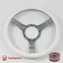 15.5'' Gun Metal Billet Steering Wheel Half Wrap with Horn Button-White 15.5'' Gun Metal Billet Steering Wheel Half Wrap with Horn Button-White