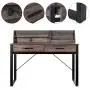 HOMECHO Writing Computer Desk Wooden Desktop Study Table Vintage Laptop Standing Desk with Storage Drawers and Shelves Wood and Metal Frame for Home Office Brown