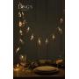Lings moment Rose Gold Feather Lantern String Lights 12Ft 30 LED USB & Battery Powered Copper Metal Outdoor String Light for Party Bedroom Bohemian Wall Decor