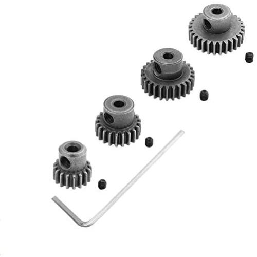 Hobbypark Steel Metal Mod 0.6 Module Pinion Gear Set 3.175mm Motor Gears 17T 21T 26T 29T 11189 11176 11181 11119 for RC Car Redcat HSP Exceed (4-Pack)
