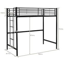 Bonnlo Metal Twin Loft Bed for Kids Space Saver Bed Frame, Black