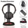 Avantree Metal & Silicone Headphone Stand Hanger with Cable Holder, Black Desk Earphone Mount Rack for Sennheiser, Sony, Bose, Beats Gaming Headset Display, Fancy Music Studio Accessories - HS102