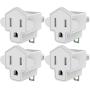 ETL Listed 3-2 Prong Grounding Outlet Adapter, JACKYLED 3 Prong to 2 Prong Adapter Converter, Portable Fireproof 200℃ Resistant Heavy Duty Wall Outlet Plug for Household Appliances Industrial, 4 Pack