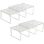 SONGMICS Cabinet Shelf Organizers, Spice Racks, Stackable, Expandable, Set of 4 Metal Kitchen Counter Shelves, White UKCS006W01