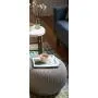 Keter Urban Knit Pouf Ottoman Set of 2 with Storage Table for Patio and Room Décor-Perfect for Balcony, Deck, and Outdoor Seating, Dune/Misty Blue