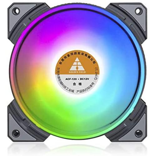 GOLDEN FIELD MH-F Colorful PC Case Fan 120mm Rainbow Color Silent LED Cooling Fan for Computer PC Case CPU Cooler Radiator