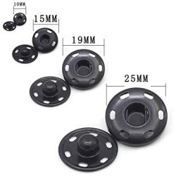 55 Sets Sew-on Snap Buttons Metal Snap Fastener Durable Press Studs Buttons for Sewing Clothing, 4 Sizes (Black)