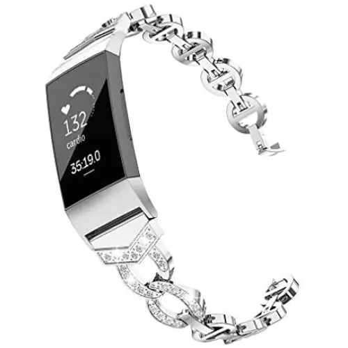 Glebo Compatible with Fitbit Charge 3 Bands for Women, Charge 4 Bands, Premium Metal Straps Bracelet Wristbands Accessories for Fit Bit Charge 4 Charge 3 Watch Bands Small Large, Silver Glebo Compatible with Fitbit Charge 3 Bands for Women, Charge 4 Bands, Premium Metal Straps Bracelet Wristbands Accessories for Fit Bit Charge 4 Charge 3 Watch Bands Small Large, Silver