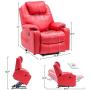 Mcombo Electric Power Lift Recliner Chair Sofa with Massage and Heat for Elderly, 3 Positions, 2 Side Pockets and Cup Holders, USB Ports, Faux Leather 7040 (Medium, Red)